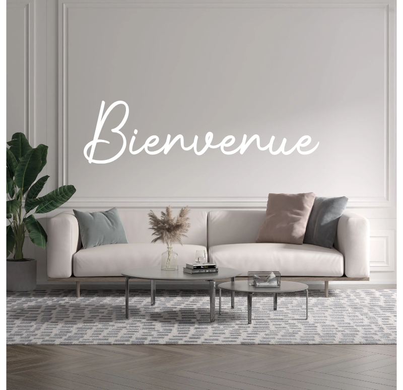Custom text: Bienvenue